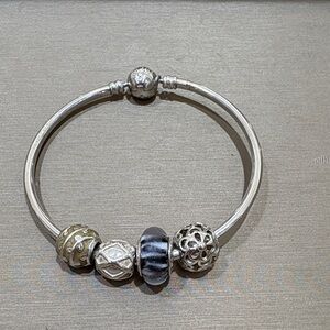 Pandora Silver Bracelet with Logo Charm